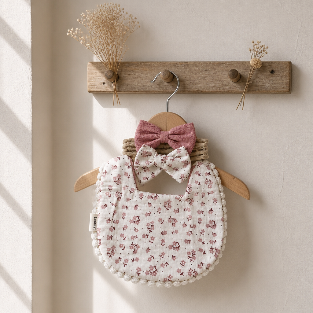 Bavoir & Bandeau Assorti — Imprimé Fleuri