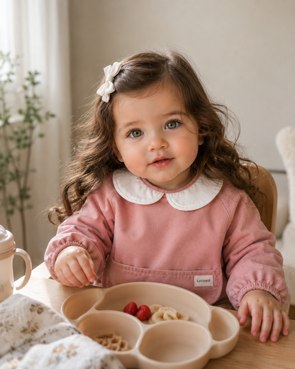 Bavoir bébé imperméable manches longues – Col Claudine rose