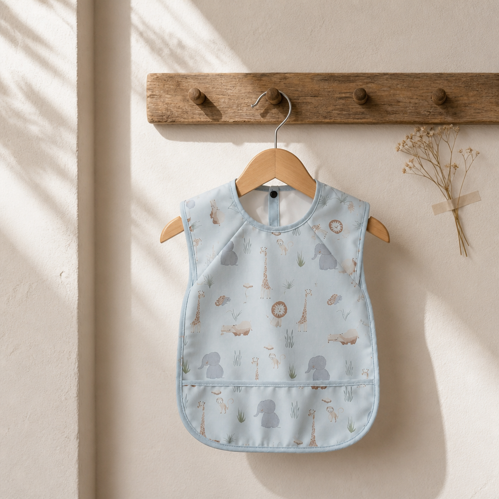 Bavoir tablier imperméable safari bleu