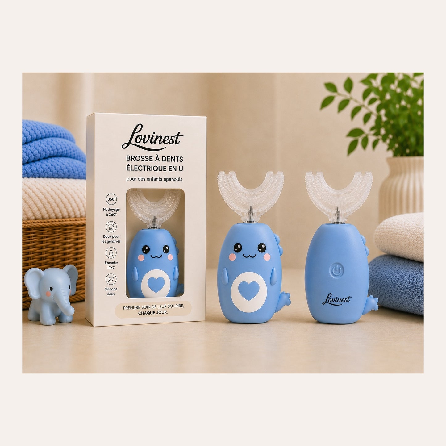 Brosse à dents électrique 360 enfant Blue foncé - Sourire propre en 60 secondes -Lovinest